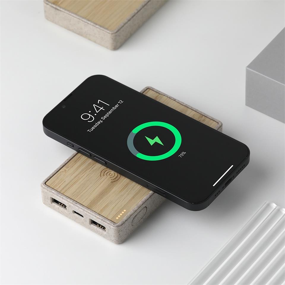 Powerbank 10000 mAh Bambu Wireless Mobil Şarj Cihazı- Model02